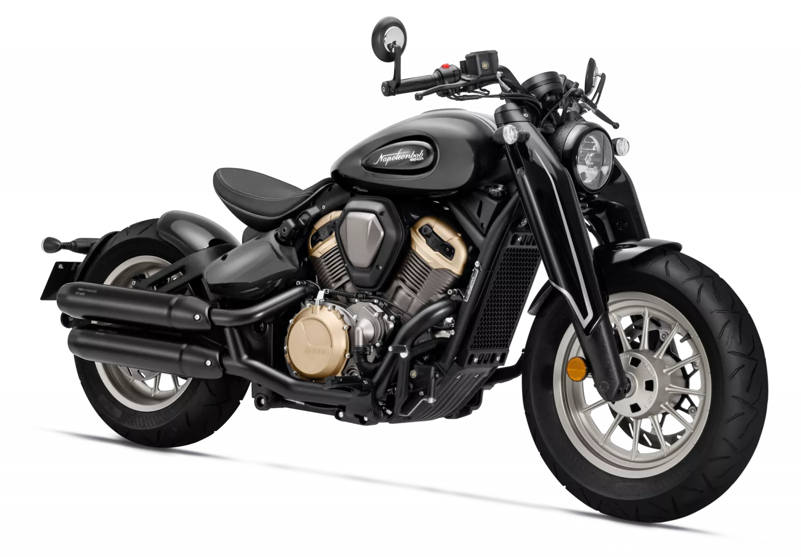 NAPOLEONBOB 500 ŠEDÁ / zlaté ráfky - stylový bobber motocykl BENDA