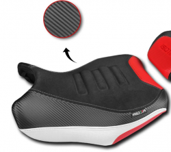 Sedlo řidiče černo bílo červené +2cm TRK 702/X