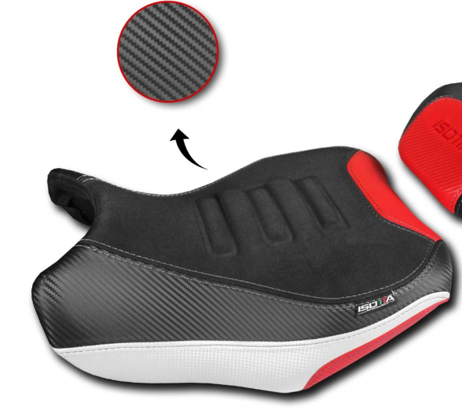 Sedlo řidiče černo bílo červené +2cm TRK 702/X