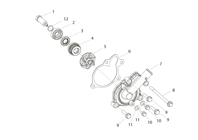 Náhradní díly pro BENELLI BKX 125 EU5 PLUS 2026 - T010 - Vodní pumpa - rozkres