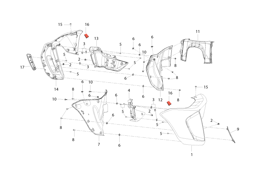 Náhradní díly pro BENELLI BKX 125 EU5 PLUS 2026 - T019 - Kapotáž nádrže - rozkres