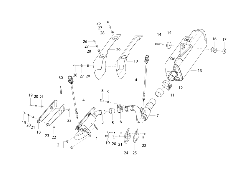 Náhradní díly pro BENELLI BKX 125 EU5 PLUS 2026 - T016 - Výfukový systém - rozkres