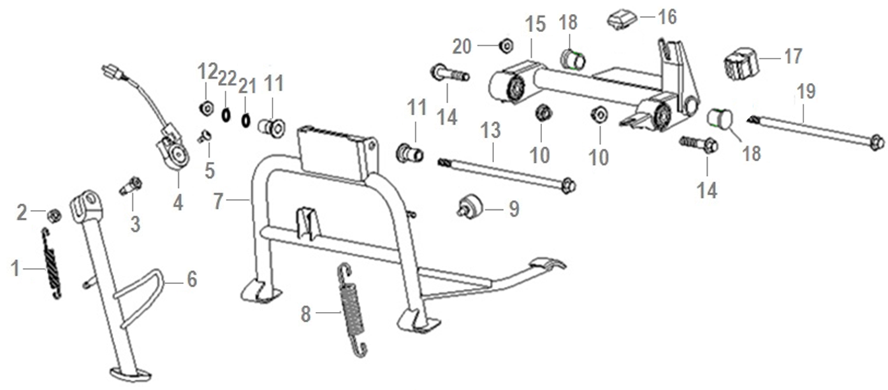Náhradní díly pro KEEWAY FACT EVO 125 2021 - F12 - Hlavní a boční stojan - rozkres