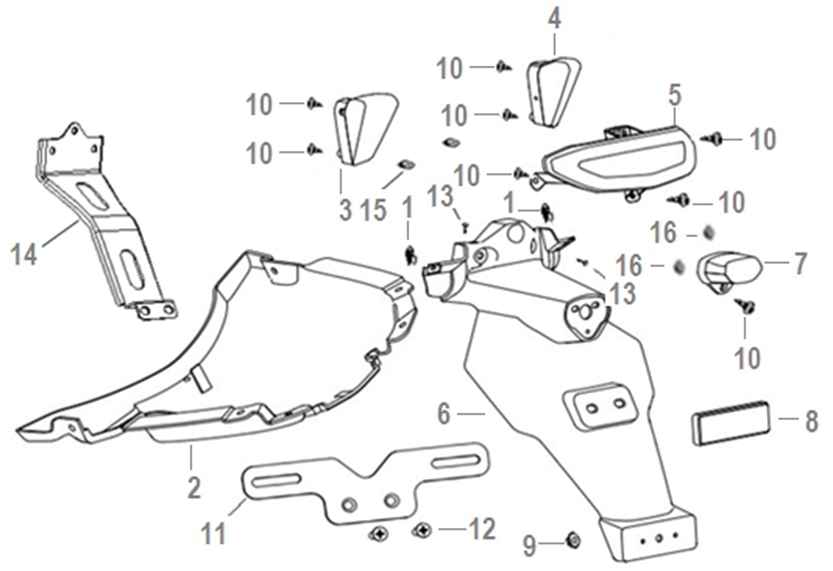 Náhradní díly pro KEEWAY FACT EVO 125 2021 - F21 - Zadní světlo - rozkres